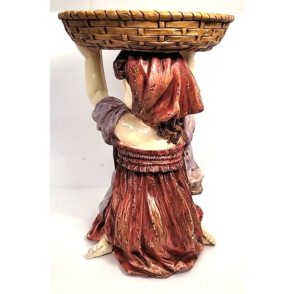 1998 Chrisdon Kneeling Girl with Basket Garden Art Bird Bath/Feeder/Plant Holder